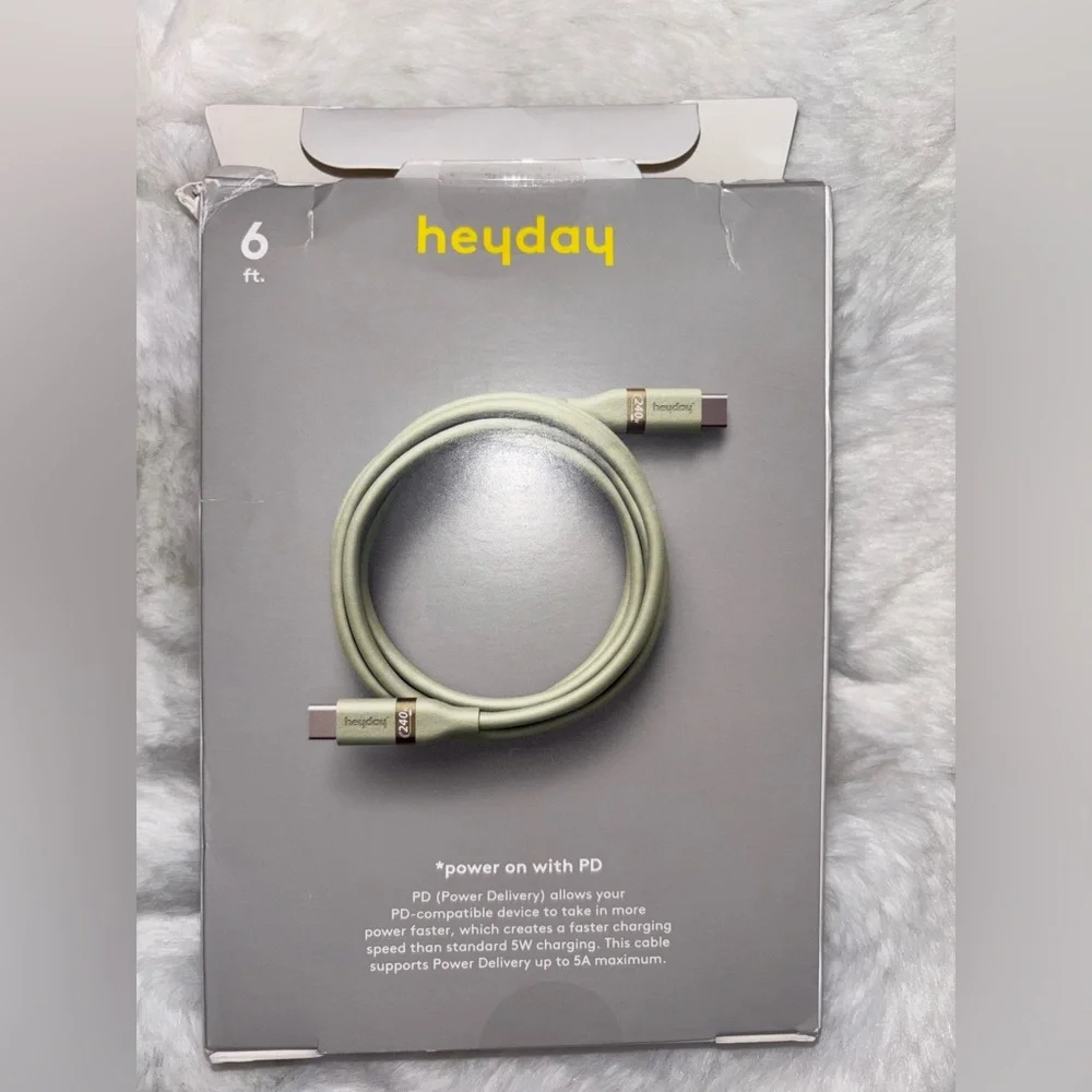 HeyDay 6 Ft long USB C - USB C CHARGER CORD Cable ~ Open Box ~